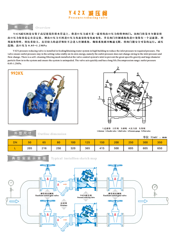 埃美柯200X減壓閥技術(shù)參數(shù)