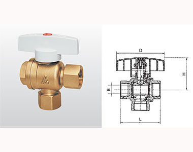 埃美柯黃銅暖氣三通球閥258結(jié)構(gòu)圖